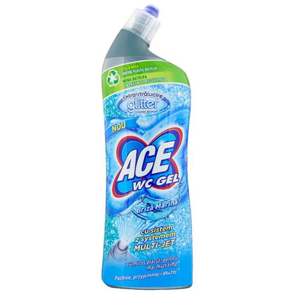 Soluție pentru toaletă Ace WC Gel Glitter Marine Breeze 03102 elimină depunerile de urină, bacterii și microbi photo 1