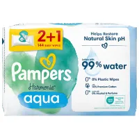 Șervețele umede Pampers Harmonie Aqua 3 x 48 pentru bebeluși