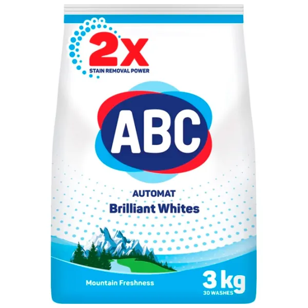 Detergent ABC Brilliant Whites 3 kg  Număr spălări: 30 photo 1 Detergent ABC Brilliant Whites 3 kg  Număr spălări: 30 photo 1