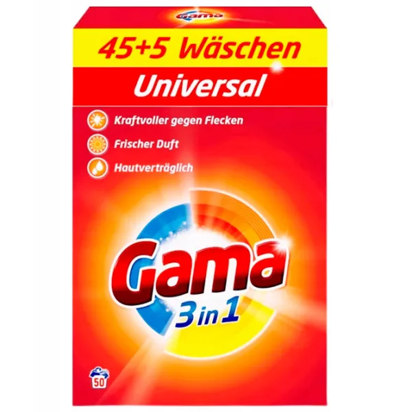 Detergent Gama 3 in 1 3 kg  Număr spălări: 50 photo 1 Detergent Gama 3 in 1 3 kg  Număr spălări: 50 photo 1