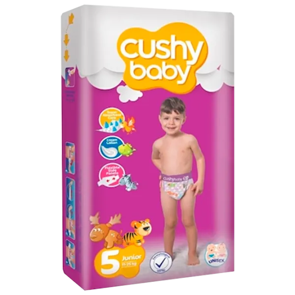 Scutece pentru copii Cushy Baby Junior 5 11 - 25 kg/ 52 buc. photo 1 Scutece pentru copii Cushy Baby Junior 5 11 - 25 kg/ 52 buc. photo 1