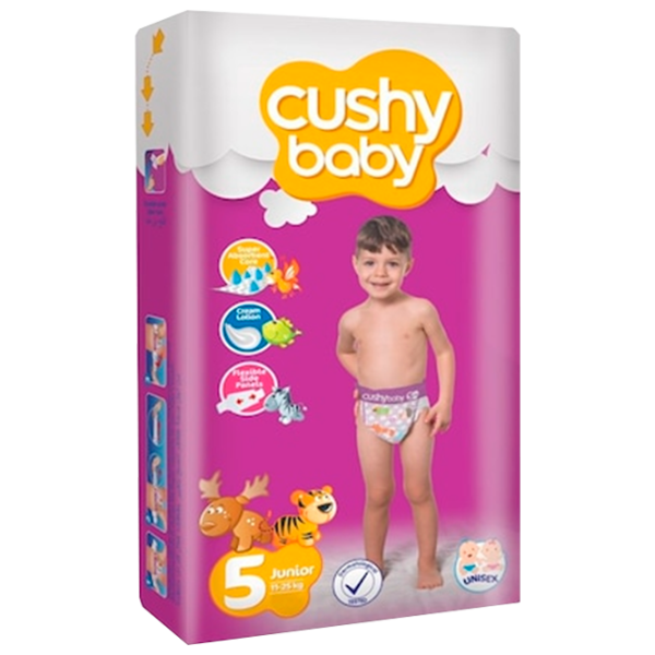Scutece pentru copii Cushy Baby Junior 5 11 - 25 kg/ 52 buc. photo 1 Scutece pentru copii Cushy Baby Junior 5 11 - 25 kg/ 52 buc. photo 1