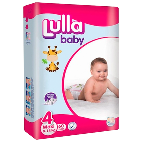 Scutece pentru copii Lulla Baby Maxi 4 8 - 18 kg/ 60 buc. photo 1 Scutece pentru copii Lulla Baby Maxi 4 8 - 18 kg/ 60 buc. photo 1