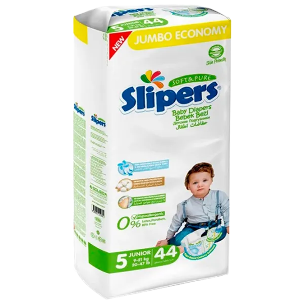 Scutece pentru copii Slipers Junior 5 9 - 21 kg/ 44 buc. photo 1 Scutece pentru copii Slipers Junior 5 9 - 21 kg/ 44 buc. photo 1