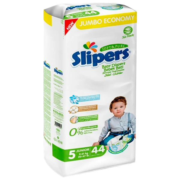 Scutece pentru copii Slipers Junior 5 9 - 21 kg/ 44 buc. photo 1 Scutece pentru copii Slipers Junior 5 9 - 21 kg/ 44 buc. photo 1