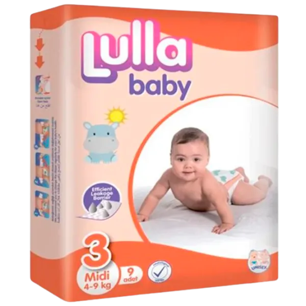 Scutece pentru copii Lulla Baby Midi 3 4 - 9 kg/ 9 buc. photo 1