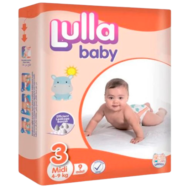 Scutece pentru copii Lulla Baby Midi 3 4 - 9 kg/ 9 buc. photo 1