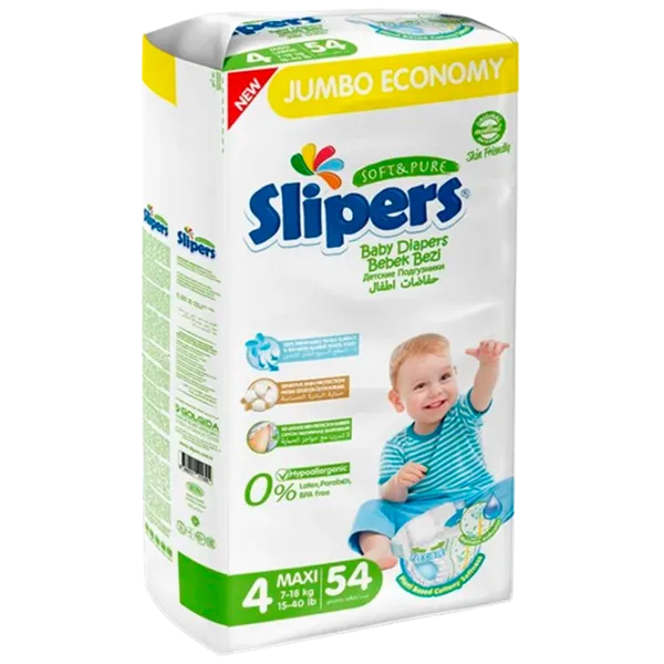 Подгузники для детей Slipers Maxi 4 7 - 18 кг/ 54 шт. photo 1 Подгузники для детей Slipers Maxi 4 7 - 18 кг/ 54 шт. photo 1