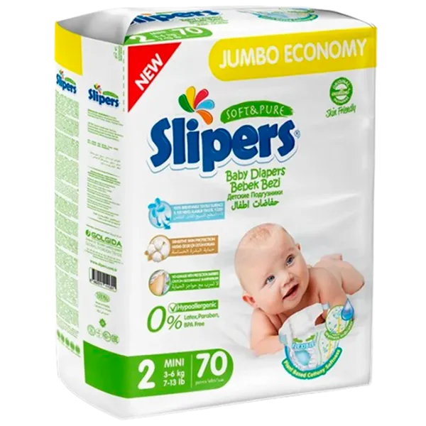 Подгузники для детей Slipers Mini 2 3 - 6 кг/ 70 шт. photo 1 Подгузники для детей Slipers Mini 2 3 - 6 кг/ 70 шт. photo 1