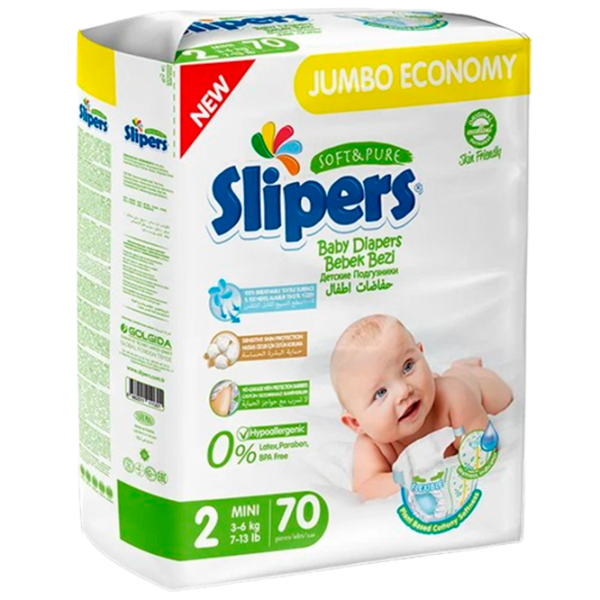 Подгузники для детей Slipers Mini 2 3 - 6 кг/ 70 шт. photo 1 Подгузники для детей Slipers Mini 2 3 - 6 кг/ 70 шт. photo 1