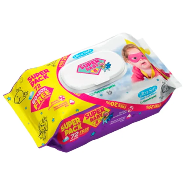 Șervețele umede SuperBaby SuperPack 1 x 72 pentru bebeluși photo 1