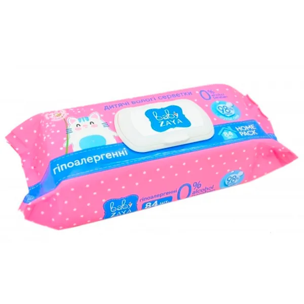 Șervețele umede Baby Zaya 4820207590366 1 x 84 pentru bebeluși photo 1