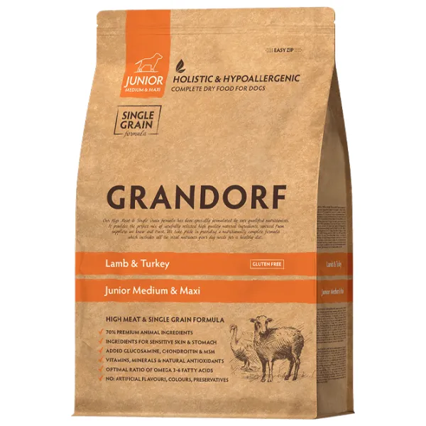 Корм для собак сухой Grandorf Lamb & Turkey Junior 1058470 10 кг / Ягненок photo 1 Корм для собак сухой Grandorf Lamb & Turkey Junior 1058470 10 кг / Ягненок photo 1