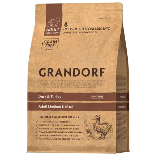 Корм для собак сухой Grandorf Duck & Turkey 1058471 10 кг/ Утка, индейка photo 1 Корм для собак сухой Grandorf Duck & Turkey 1058471 10 кг/ Утка, индейка photo 1