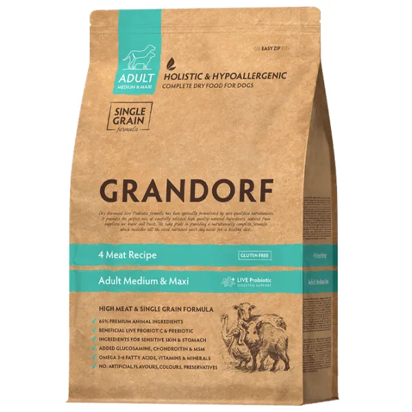 Корм для собак сухой Grandorf 4 Meat 1058475 10 кг/ Мясо photo 1 Корм для собак сухой Grandorf 4 Meat 1058475 10 кг/ Мясо photo 1