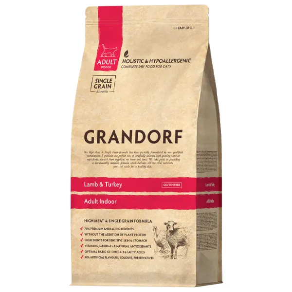 Корм для кошек сухой Grandorf Lamb & Turkey Indoor 1058486 2 кг/ Ягненок, индейка photo 1 Корм для кошек сухой Grandorf Lamb & Turkey Indoor 1058486 2 кг/ Ягненок, индейка photo 1