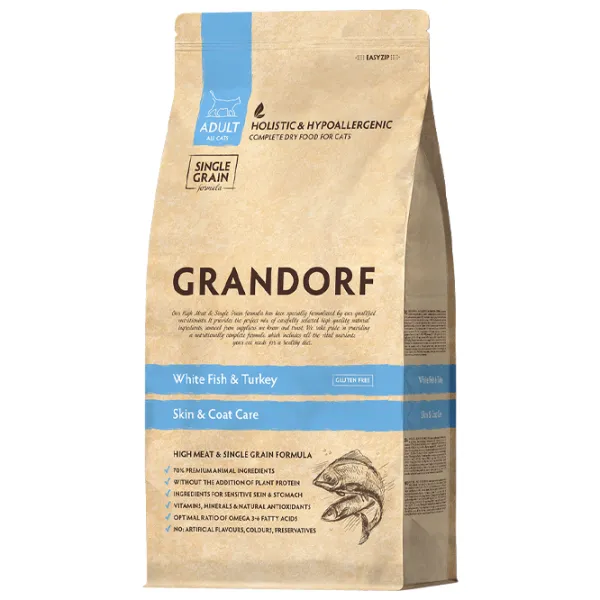 Корм для кошек сухой Grandorf Skin & Care Indoor 1058482 2 кг/ Рыба, индейка photo 1 Корм для кошек сухой Grandorf Skin & Care Indoor 1058482 2 кг/ Рыба, индейка photo 1