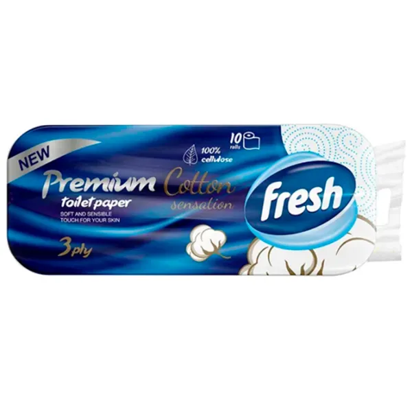 Hârtie igienică Fresh Premium Cantitatea în set - 10/ Numărul de straturi - 3 photo 1 Hârtie igienică Fresh Premium Cantitatea în set - 10/ Numărul de straturi - 3 photo 1