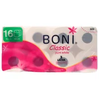 Туалетная бумага BONI Classic Количество в наборе - 16/ Количество слоев - 3