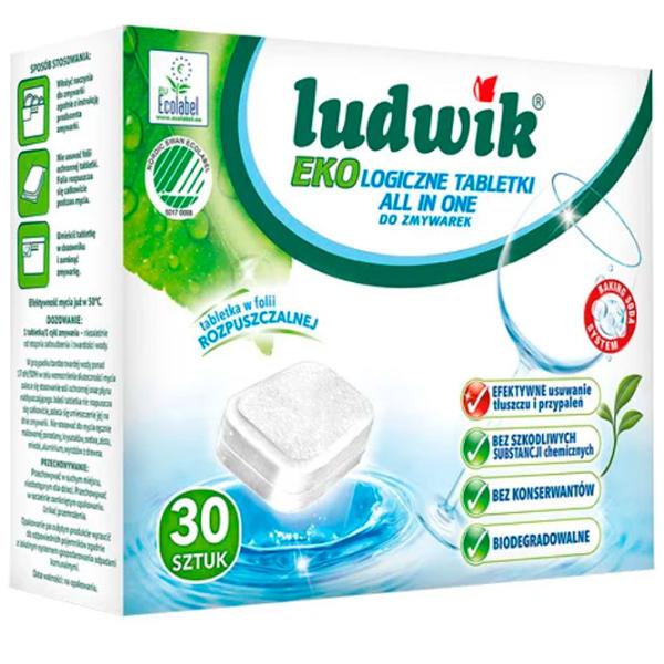 Средство для посудомоечной машины Ludwik ECO All in One 5900498023411 для удаления налёта photo 1