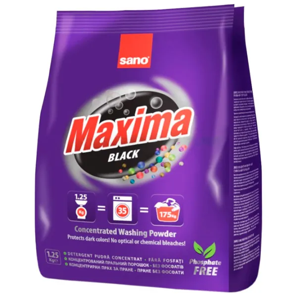 Detergent Sano Maxima Black 1.25 kg  Număr spălări: 35 photo 1 Detergent Sano Maxima Black 1.25 kg  Număr spălări: 35 photo 1