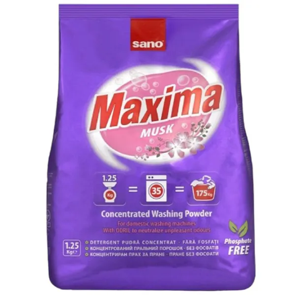 Detergent Sano Maxima Musk 1.25 kg  Număr spălări: 35 photo 1