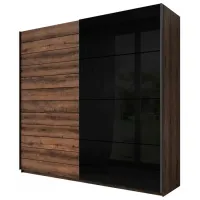 Dulap Glisant Helvetia Galaxy 24ZBEA69 270 x 61 x 210 / PAL / Sticlă neagră / Stejar de mănăstire