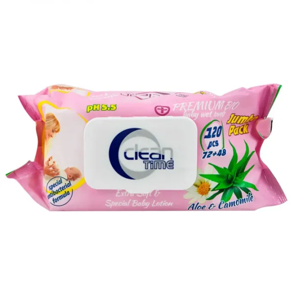 Șervețele umede Clean Time 4820207591103 120 Pentru copii photo 1