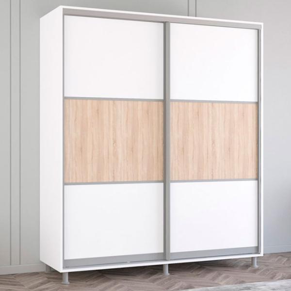 Dulap Glisant Mobildor-Lux ARON 2300 K 8681 190 x 60 x 230 / PAL / Alb briliant photo 1