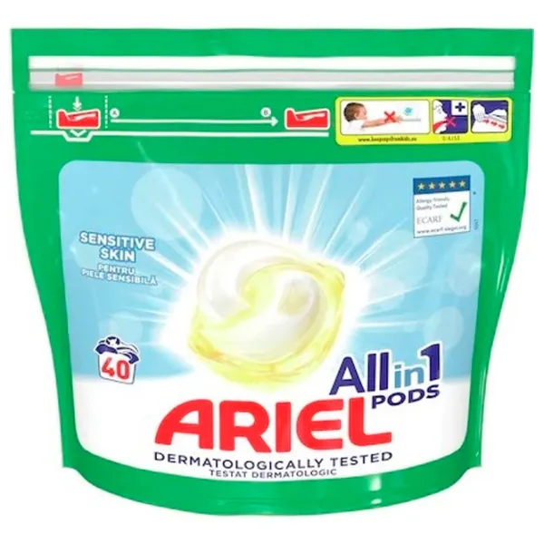 Моющее средство Ariel Pods Sensitive 1.08 кг  Количество стирок: 40 photo 1