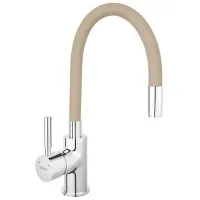 Baterie pentru bucătărie Ferro Zumba BZA4P Mono comandă/ extractibilă/ Alamă/ Beige