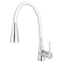 Смеситель для кухни Ferro Zumba II BZA42W Однорычажный/ выдвижной/ Латунь/ Хром/ Белый