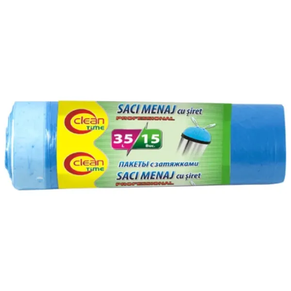 Мешки для мусора Clean Time 4820012349913 Количество в наборе - 15 photo 1