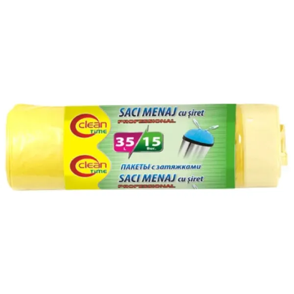 Мешки для мусора Clean Time 4820012349913 Количество в наборе - 15 photo 1