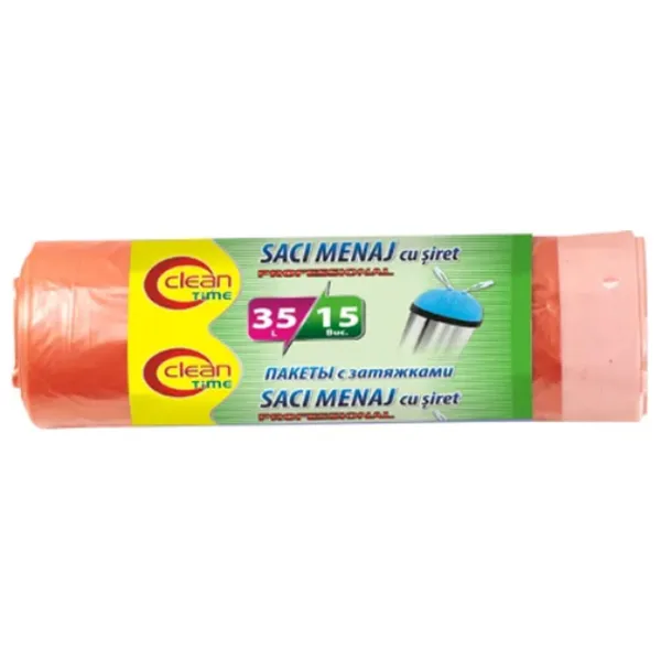 Мешки для мусора Clean Time 4820012349913 Количество в наборе - 15 photo 1