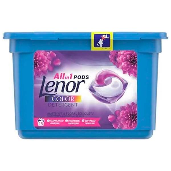 Detergent Lenor All in One Pods Amethyst & Floral Bouquet 0.375 kg  Număr spălări: 15 photo 1 Detergent Lenor All in One Pods Amethyst & Floral Bouquet 0.375 kg  Număr spălări: 15 photo 1