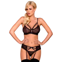 Комплект нижнего белья Obsessive Suspender (L/ XL) Черный