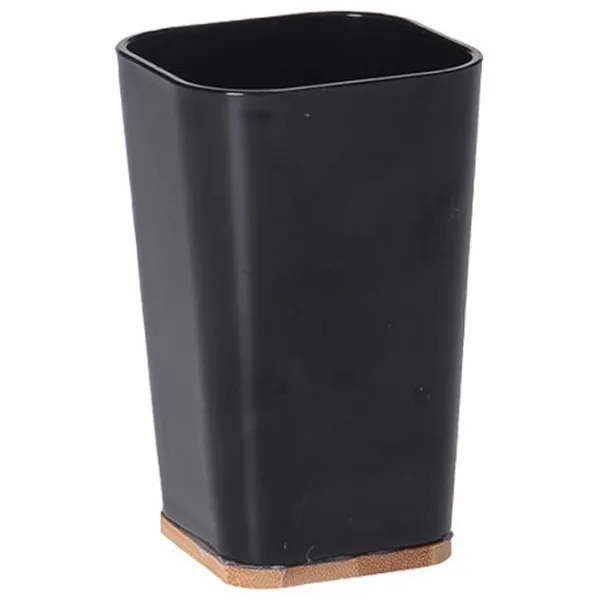 Стакан для зубных щёток Bathroom Solutions Square Бамбук/ Черный/ На столе photo 1