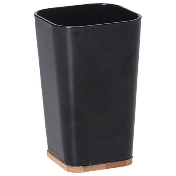 Стакан для зубных щёток Bathroom Solutions Square Бамбук/ Черный/ На столе photo 1