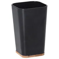 Pahar pentru periuțe de dinți Bathroom Solutions Square Bambus/ Black/ Pe masă