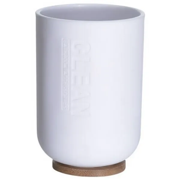 Стакан для зубных щёток Bathroom Solutions Round Бамбук/ Белый/ На столе photo 1