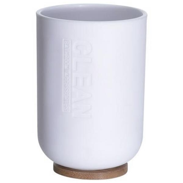 Стакан для зубных щёток Bathroom Solutions Round Бамбук/ Белый/ На столе photo 1