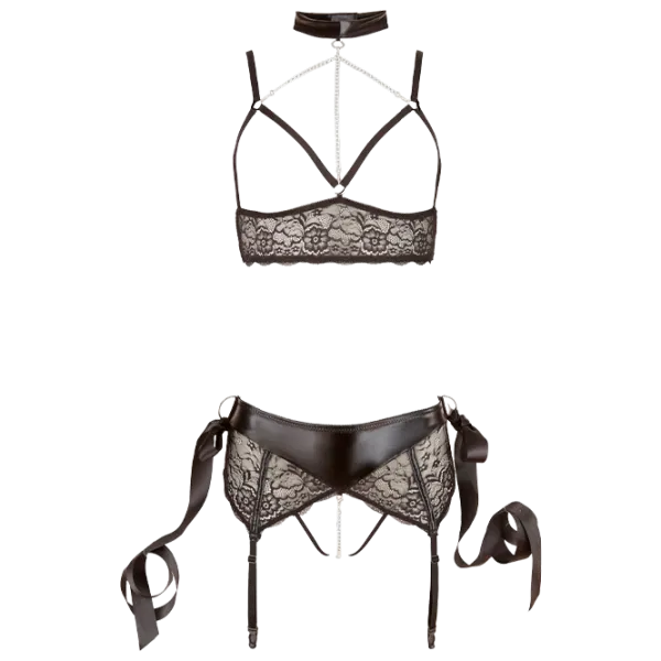 Комплект нижнего белья Cottelli Bra Set for Bondage Games (M) Черный photo 1