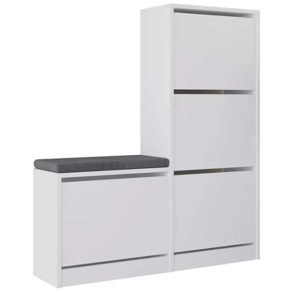Обувной шкаф Showdeko M.AK.23973.2 118.5см x 104.8см x 26см/ White/ Белый photo 1