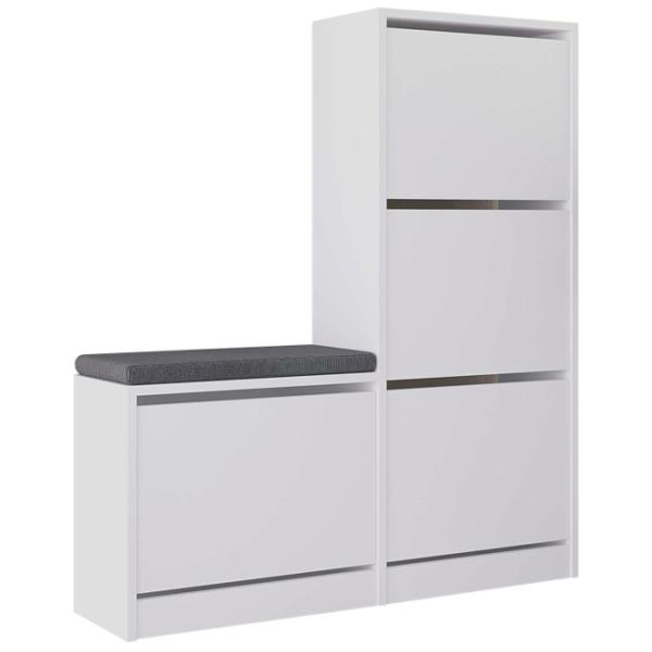 Обувной шкаф Showdeko M.AK.23973.2 118.5см x 104.8см x 26см/ White/ Белый photo 1