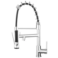 Baterie pentru bucătărie Ferro F-Master BFE41 Mono comandă/ extractibilă/ Alamă/ Negru/ Crom