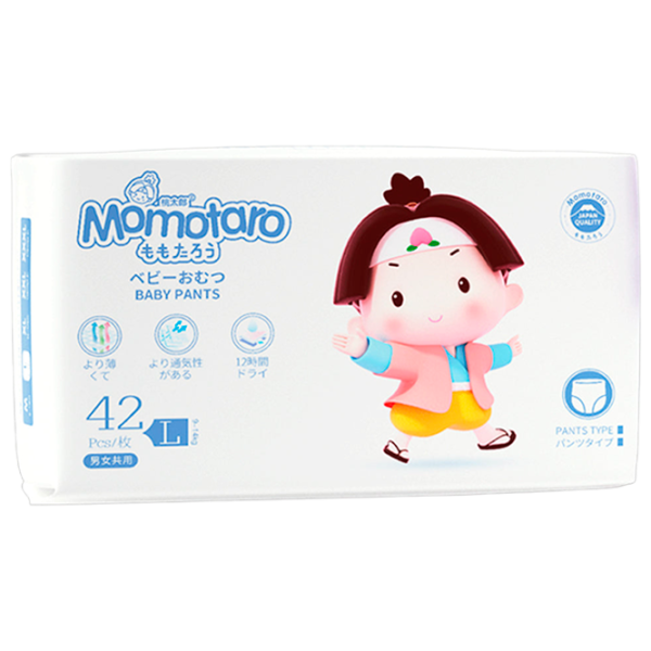 Scutece pentru copii Momotaro Pull-up pants L 9 - 14 kg/ 42 buc. photo 1