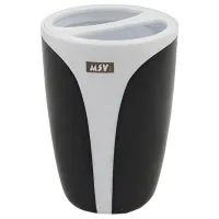 Стакан для зубных щёток MSV Kandy Пластик/ Черный/ На столе