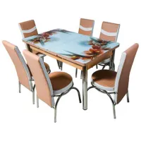 Кухонный стол раскладной Magnus Kelebek II 1001 Стекло/ Бежевый