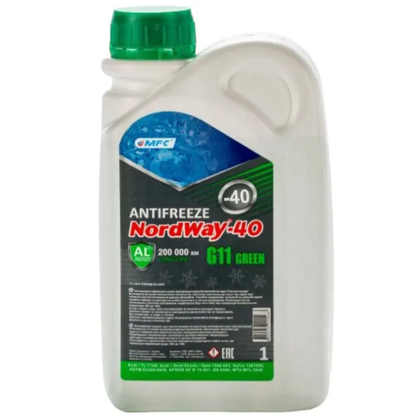 Антифриз NordWay G-11 Green -40 48128 1 л Зелёный photo 1 Антифриз NordWay G-11 Green -40 48128 1 л Зелёный photo 1
